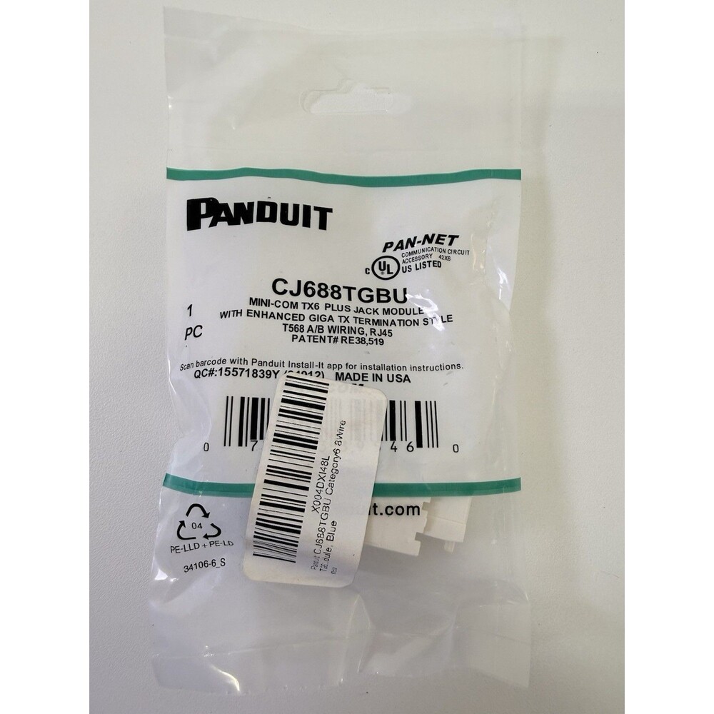 Panduit CJ688TGBU Mini-Com TX6 Plus Cat6 RJ45 Jack Module Blue NEW